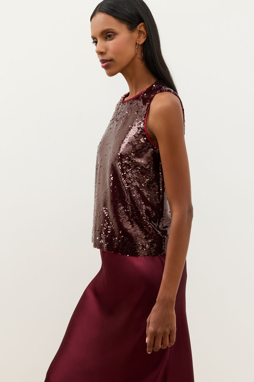 SEQUIN CREW NECK CROP TANK, , large image 1