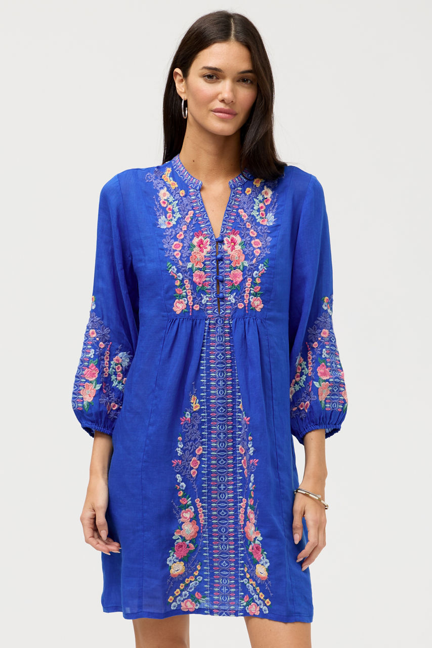 BUTTON FRONT YOKE DRESS, , large image 1