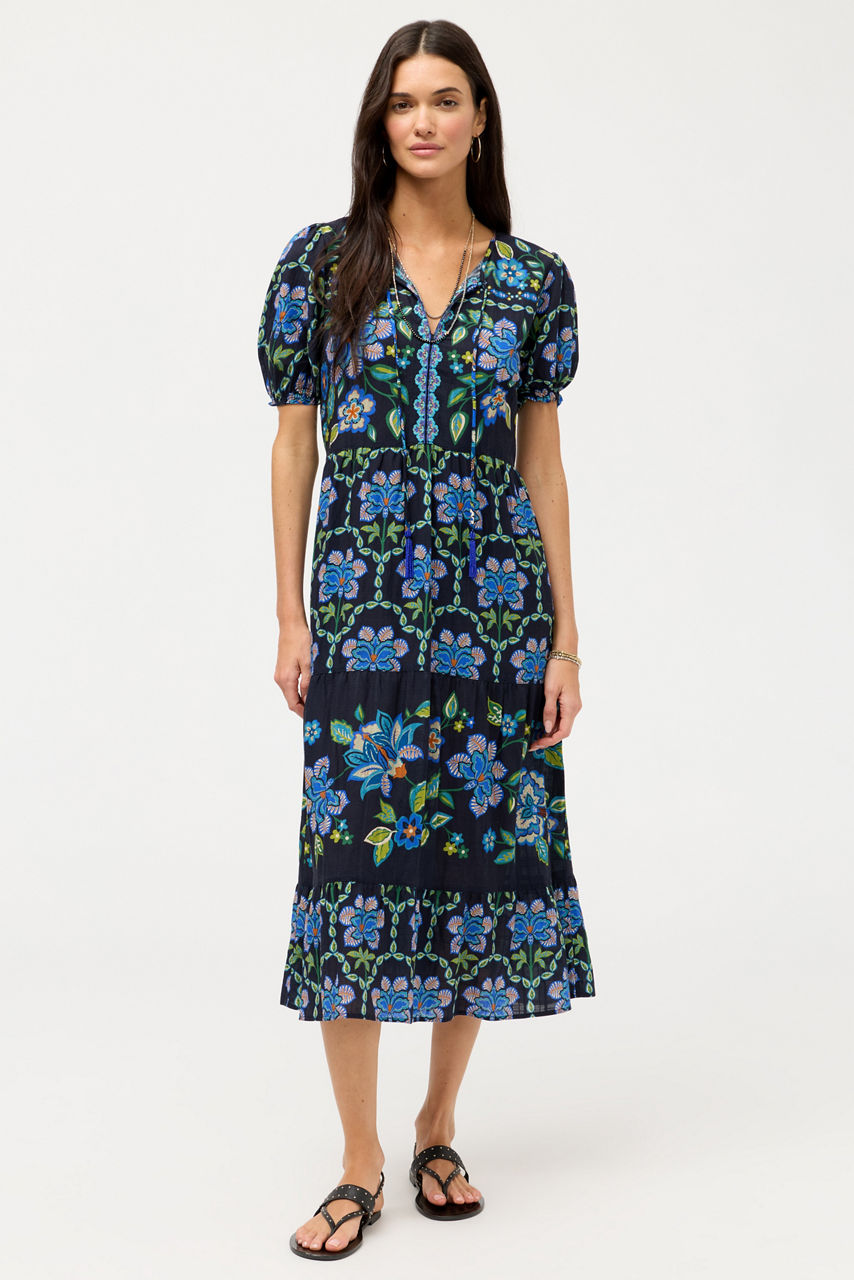 SHORT SLEEVE TIERED HOUSE DRESS, , large image 1