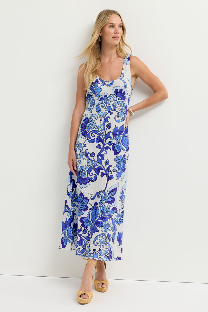 LINEN BIAS TANK DRESS, , large image 1