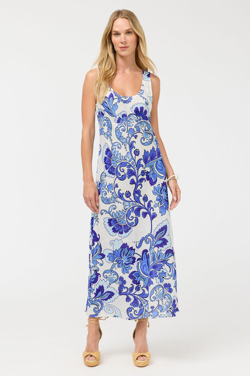 LINEN BIAS TANK DRESS, , large image 2
