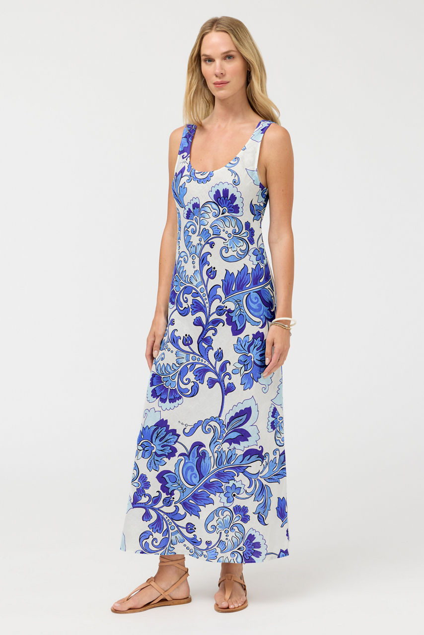 LINEN BIAS TANK DRESS, , large image 3