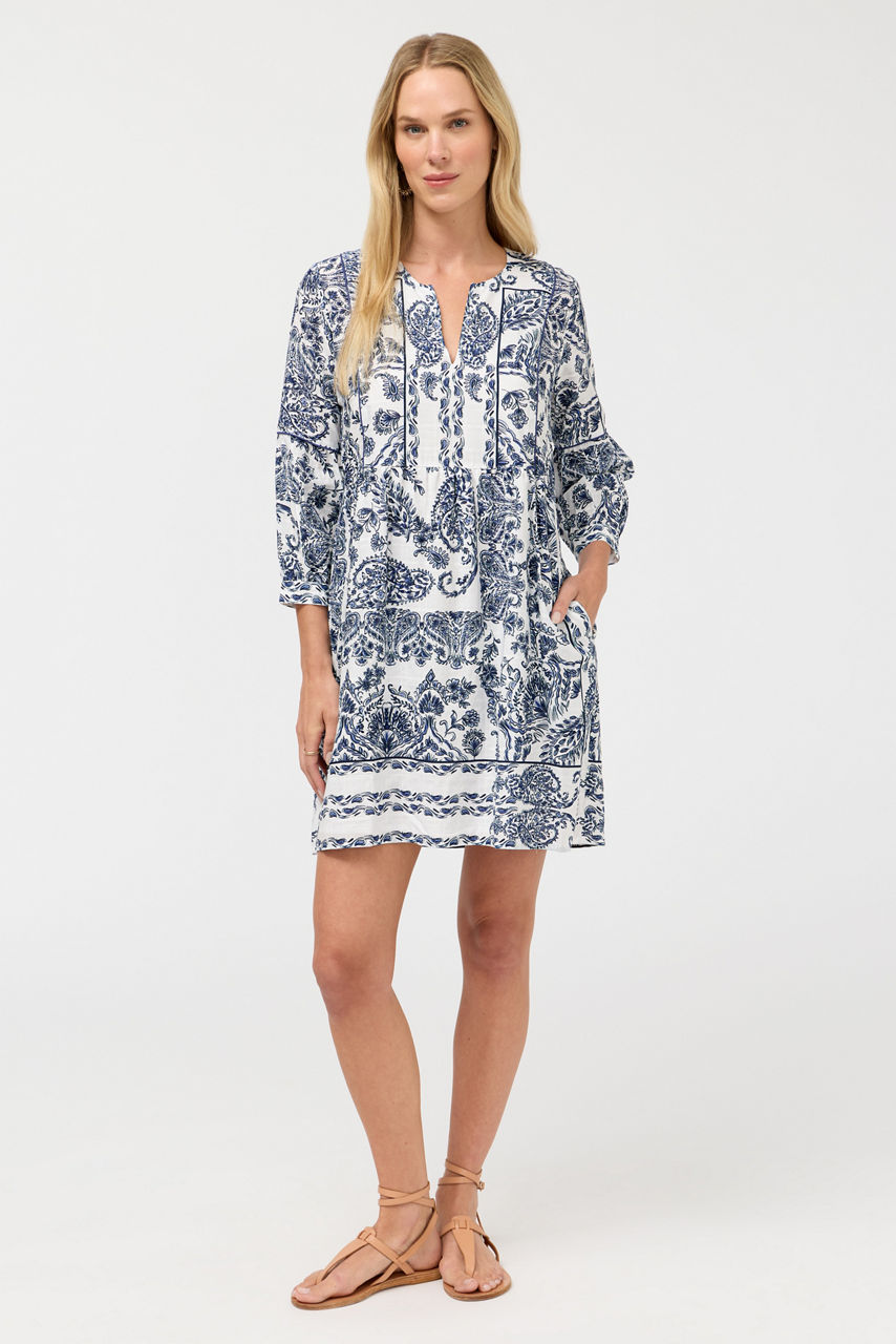 PIPED YOKE TIERED DRESS, , large image 1