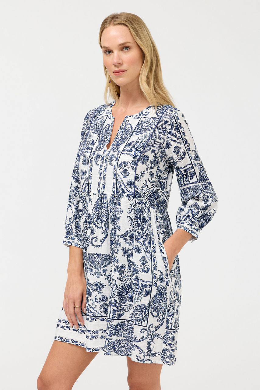PIPED YOKE TIERED DRESS, , large image 2