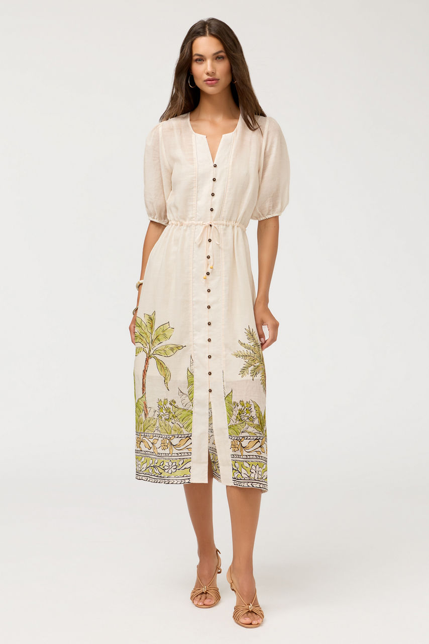 BUTTON FRONT DRAWSTRING DRESS, , large image 2