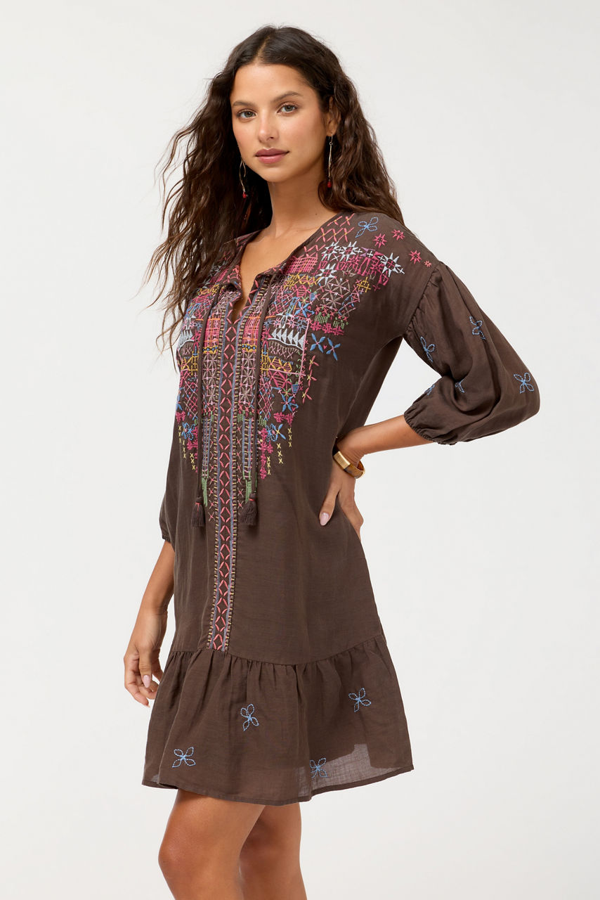 BISHOP SLEEVE FLOUNCE DRESS, , large image 1