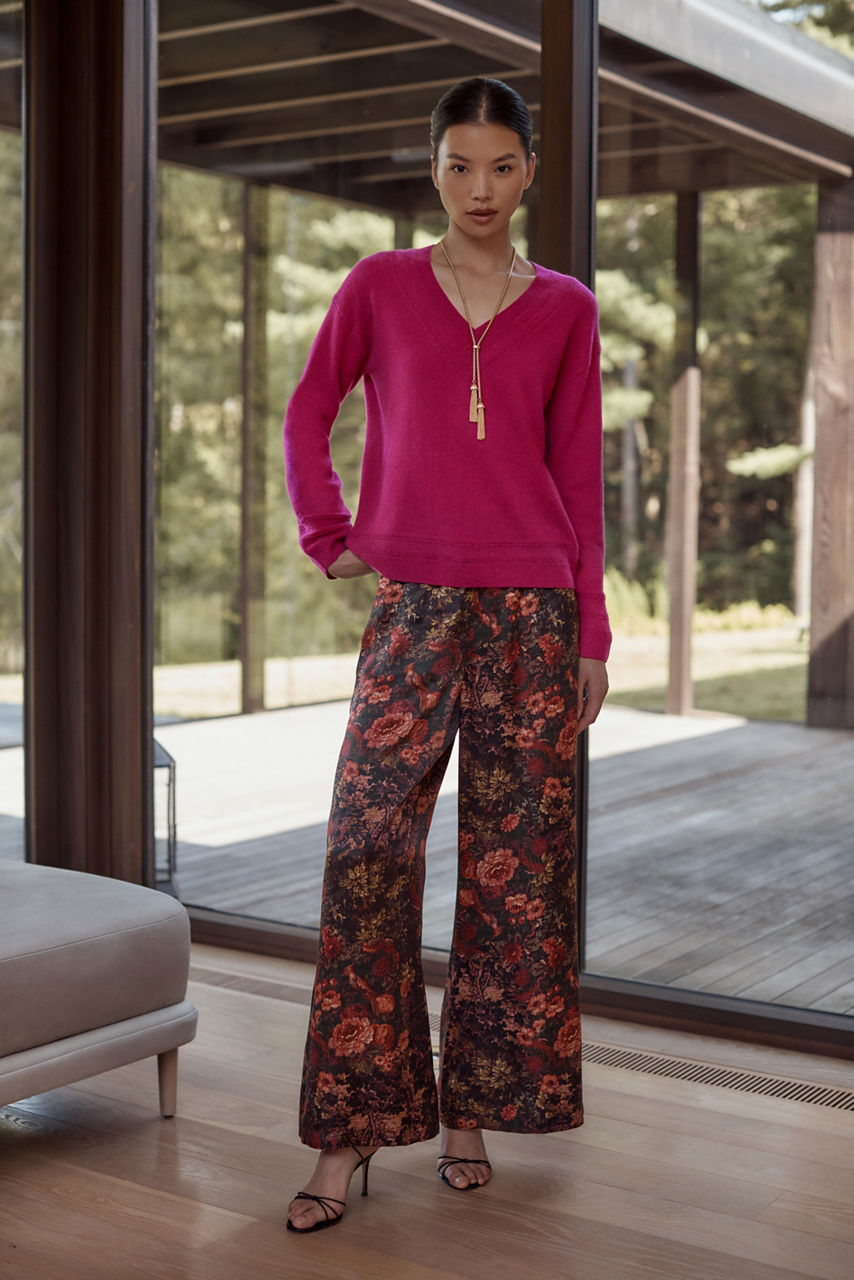 SILK WIDE LEG PANT, , large image 6