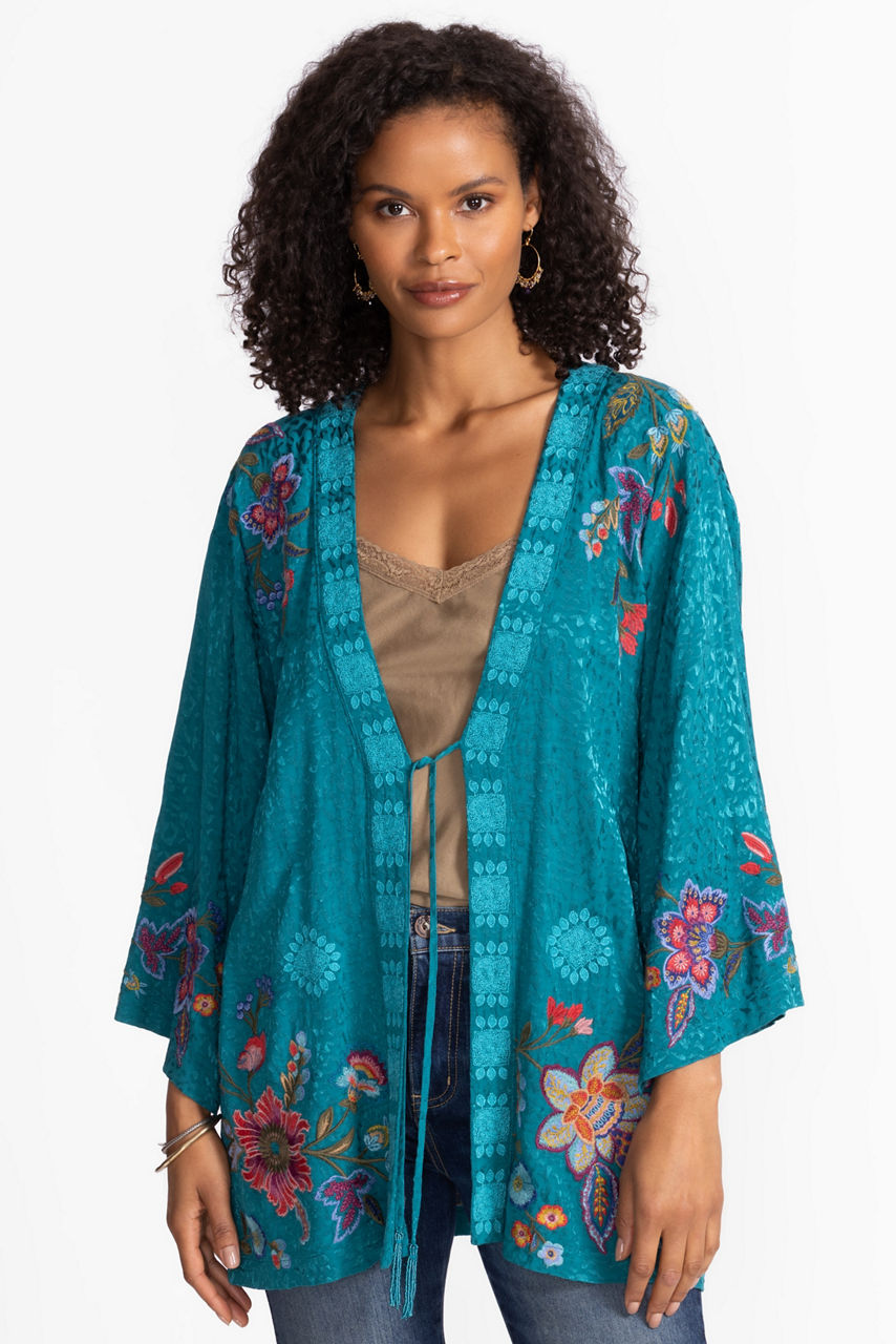FRONT TIE KIMONO - NOIRE, , large image 1