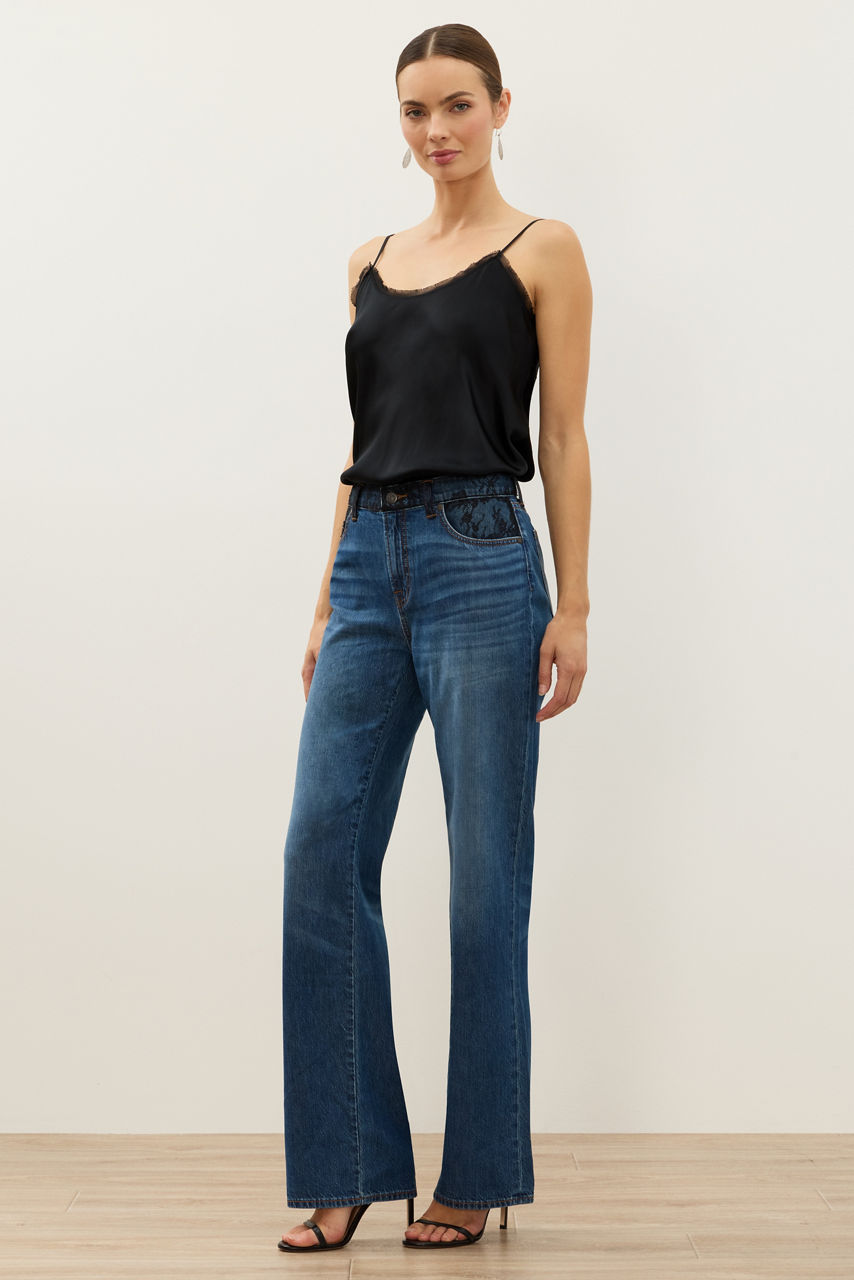 LACE OVERLAY STRAIGHT LEG JEAN, , large image 2
