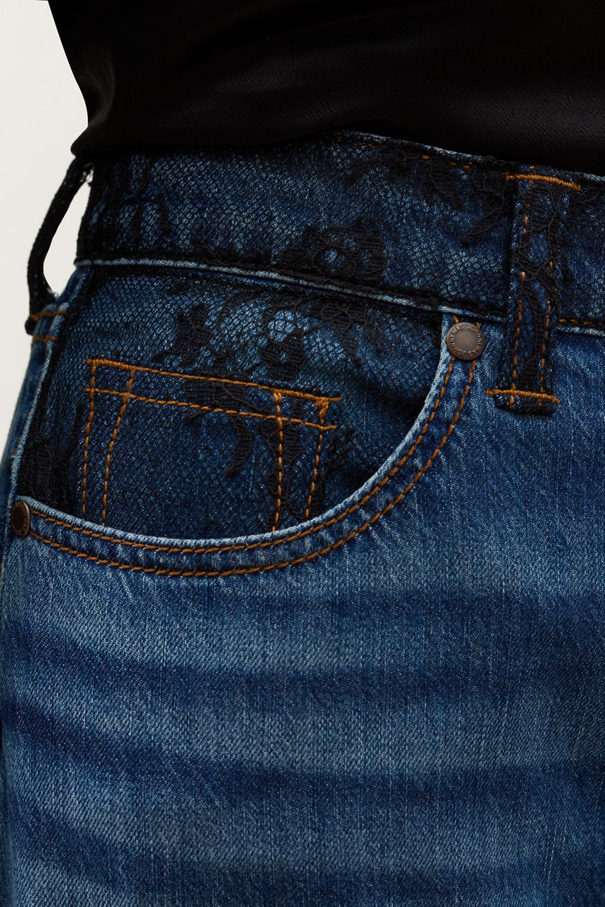 LACE OVERLAY STRAIGHT LEG JEAN, , large image 5
