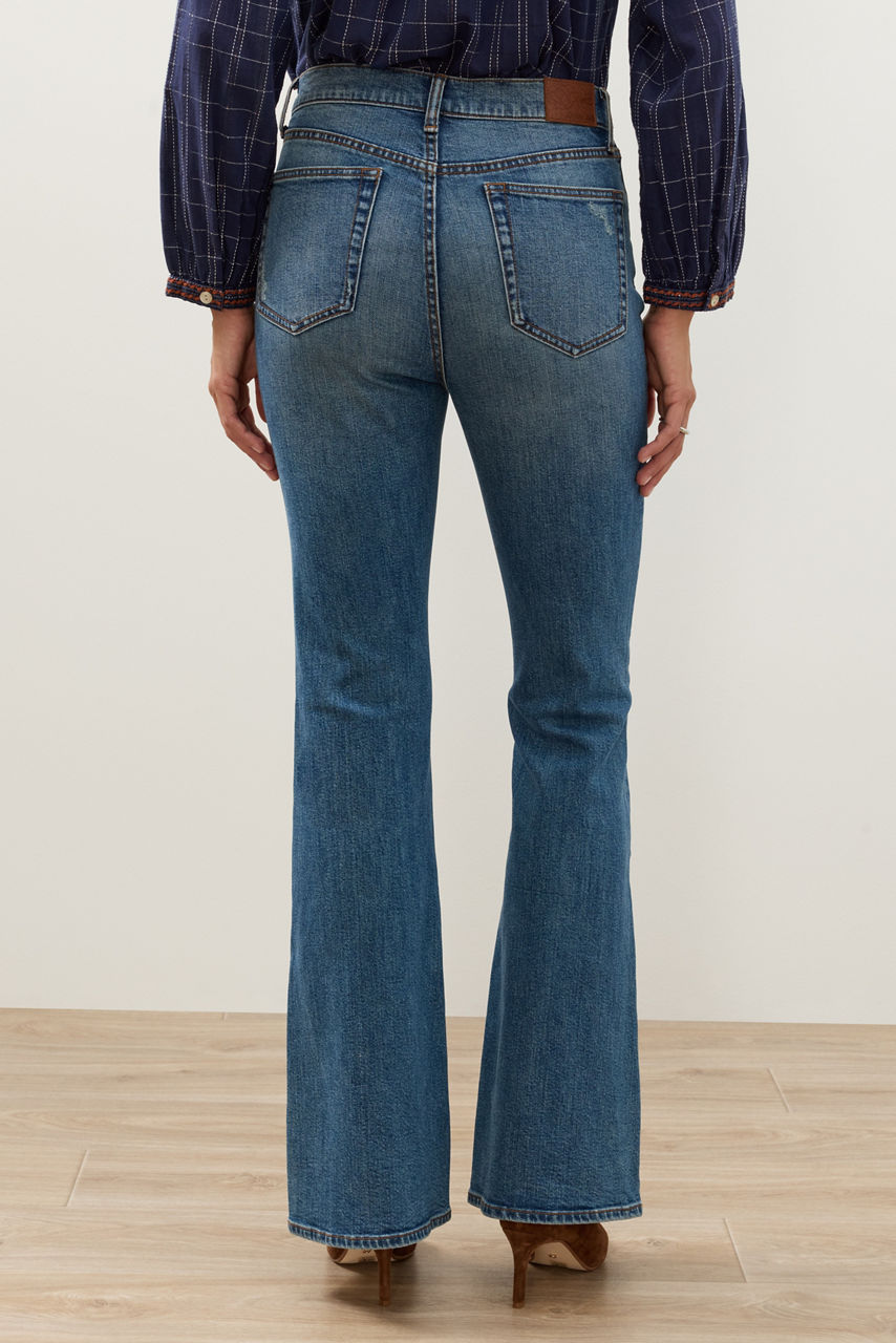 EMBROIDERED HIGH RISE FLARE JEAN, , large image 5