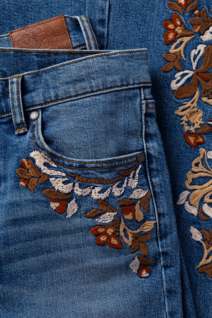 EMBROIDERED HIGH RISE FLARE JEAN, , large image 8