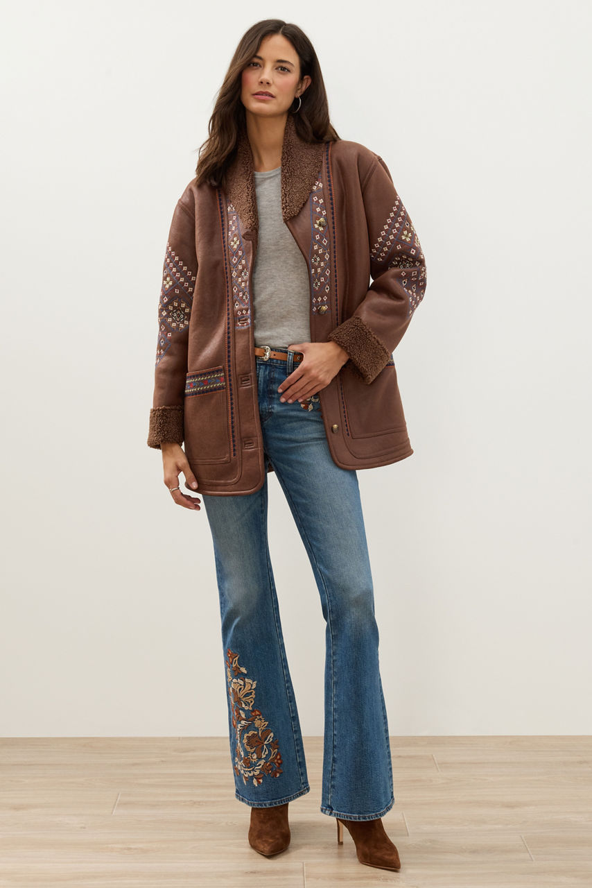 RHONDA FAUX SUEDE COAT, , large image 2
