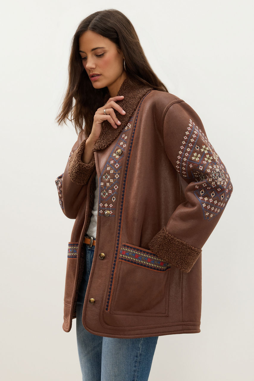 RHONDA FAUX SUEDE COAT, , large image 3