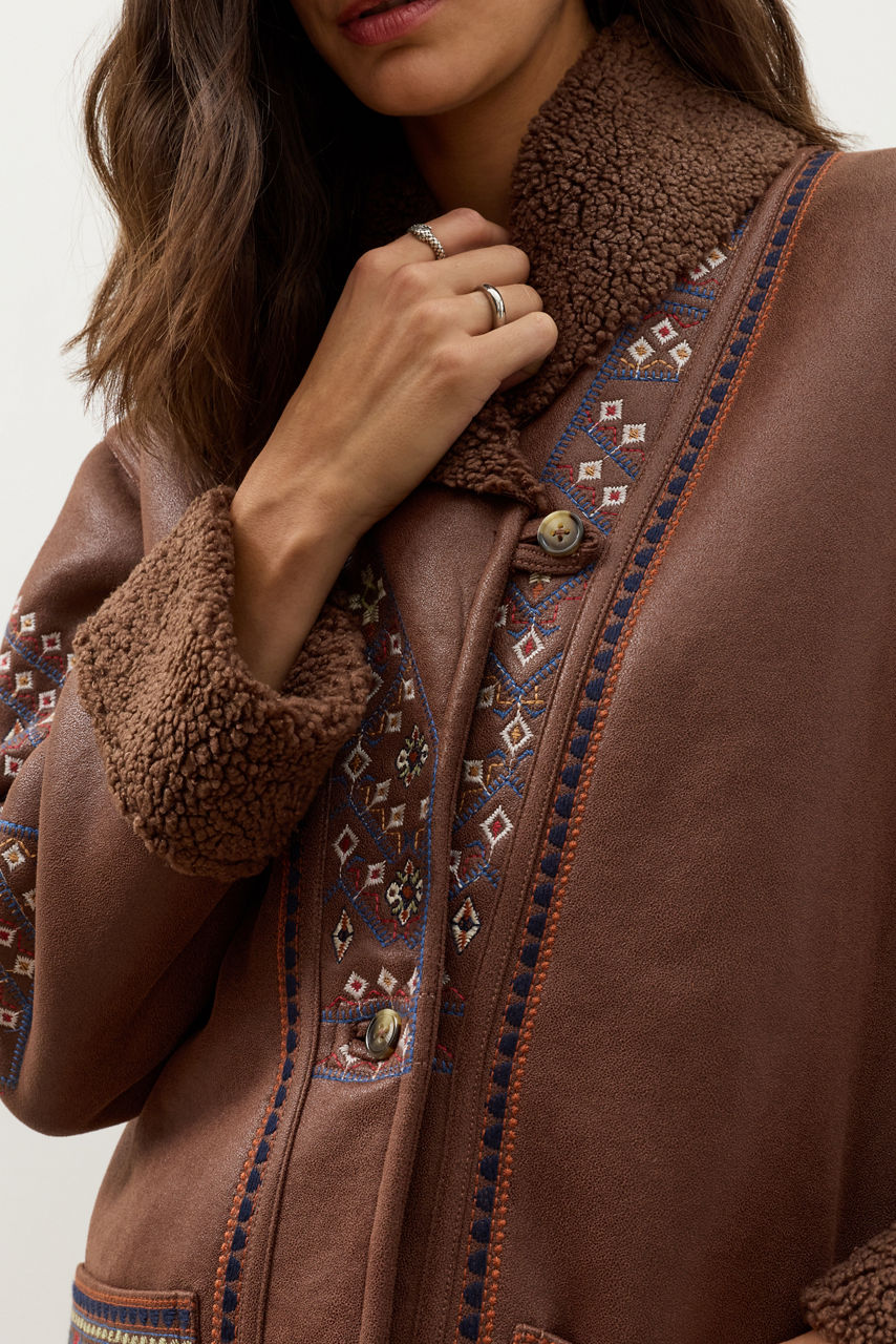 RHONDA FAUX SUEDE COAT, , large image 4