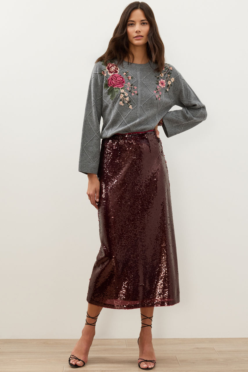CLASSIC SEQUIN MIDI SKIRT, , large image 3